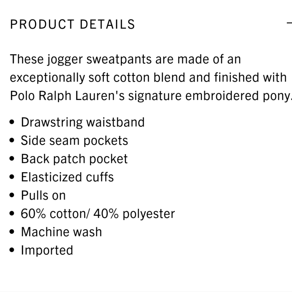 NWT Men's Ralph Lauren Polo RL Fleece Athletic Joggers - Picture 6 of 6